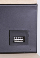 Lampe Anet en bois + applique noire avec une étagère 4000k