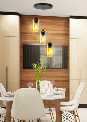 Hängelampe 3xE27 35cm schwarz/braun Bistro 33-00576