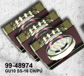 A set of three Candellux SS-16 GU10 Led luminaires with a Led Bulb, chrome and purple glass