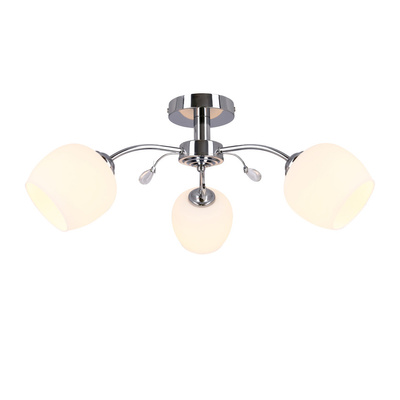 Estar ceiling lamp chrome E27 with white shade 33-09432