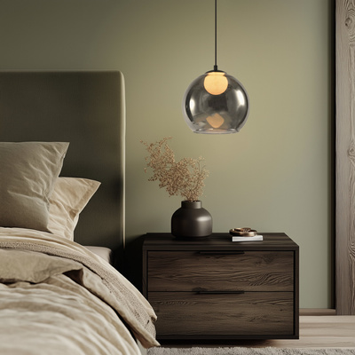 Brin ceiling lamp black 1x15W G9 smoked white shade