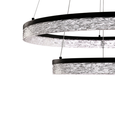 FROZI Pendant Lamp BLACK 38W 3000K LED Clear Crystals