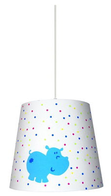 Hanging lamp for children&#39;s white and blue canvas Hippo 31-81301