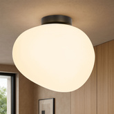 Lampa sufitowa STONES inspirowana kamieniem - designerski plafon z akrylowym mlecznym kloszem 30 cm – oświetlenie salonu i korytarza E27