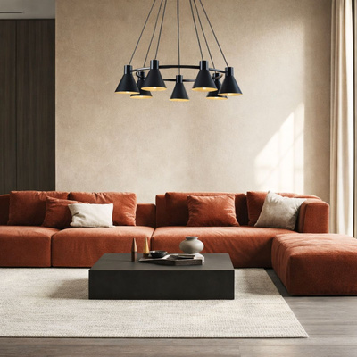 Hängelampe schwarz und gold matt Decke 7x40W Mehr Candellux 37-71170
