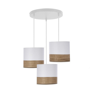 Bianco Pendelleuchte weiße Platte 3x40w E27 Lampenschirm weiß + Walnuss