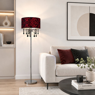 Lampa de podea abajur velur rosu 3x40W Astor Candellux 53-80465