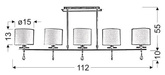 Ceiling lamp chrome strip 5xE14 Estera 35-11527