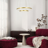 Lampe suspendue LED 40W 50cm double anneau doré Lune 32-76281