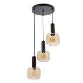 LINOX lampa wisząca talerz czarny 3x40 E27 klosz bursztynowy