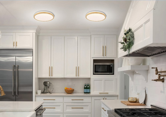 Plafonnier LED blanc + bois 24W 4000K Lampe Gandava Candellux 14-75253