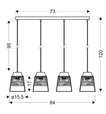 Lampa wisząca czarno-złota szkło 4xE27 Fresno