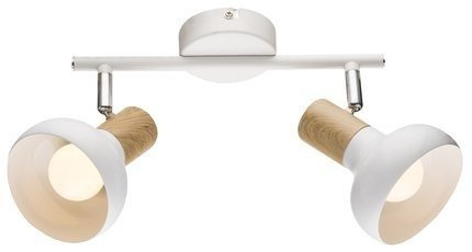 Plafonnier applique latte blanc + bois 2x40W Puerto Candellux 92-62659