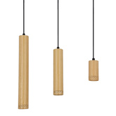 Lampa wisząca tuba Tubo czarna drewniana potrójna GU10 regulowana wysokość