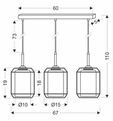JONERA lampa wisząca czarny 3x40W E27 klosz  bursztynowy