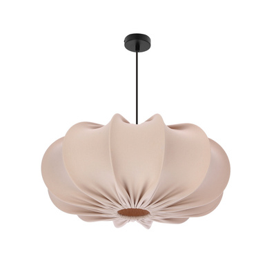 Hanging lamp CAFEE Scandinavian with beige frappe shade 52 cm minimalist ceiling lighting in japandi style E27