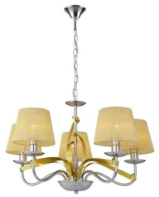 Suspension chrome / ruban doré 5xE14 DIVA 35-55064