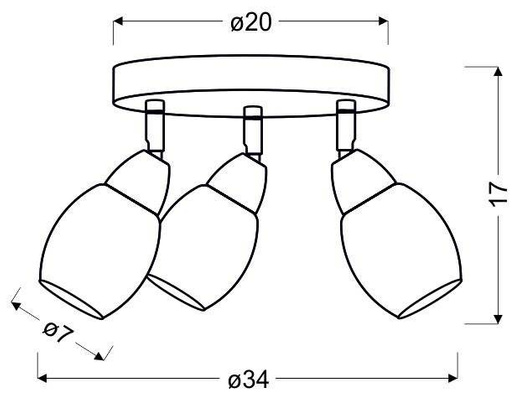 Plafoniera LED SMD 3x6W 34cm RICO 98-67692 CROM