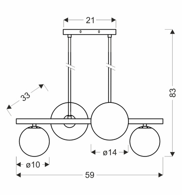 Lampa wisząca Kama 4x28W G9 czarna i złota, klosze grafitowe i bursztynowe, styl nowoczesny, elegancka oprawa sufitowa