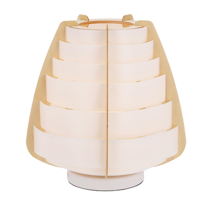 Table lamp NAGOYA in Japandi style white beige shade made of plastic and wood bedside table lamp E27
