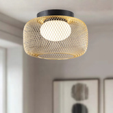 Ceiling lamp Sopra 32 black gold wire shade for living room GX53