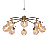 Lampa suspendata Lentini patinata 8x40w g9 cu abajur chihlimbar