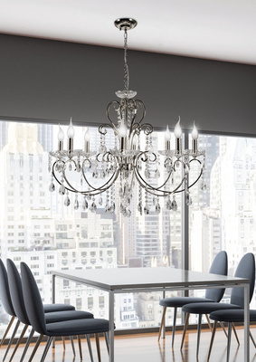 Suspension chromée avec lustre en cristaux 8x40W Aurora Candellux 38-97579