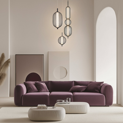 Lampa wisząca druciana PUMA z kulistym kloszem 20 cm – designerska lampa do salonu LED 3000K