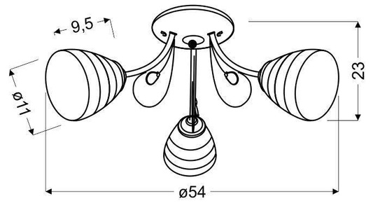 Plafonnier chromé 3x40W abat-jour blanc avec cristaux Simpli Candellux 33-63847