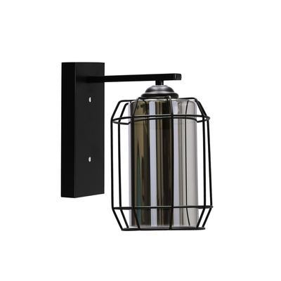 Jonera Lampe Wandleuchte schwarz P20 1x40W E27 geräucherter Lampenschirm 21-10186