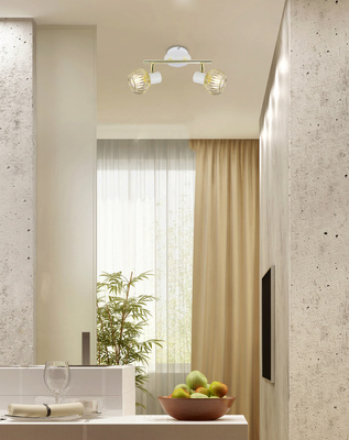 Wall lamp 2xE14 26cm Oslo 92-61805 Strip White/Gold