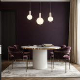 Lampe suspendue Testa beige globes au dessus de table de salle à manger 3xG9