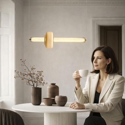 Lampa wisząca Puras ze szklaną ozdobą pozioma pojedyncza LED 15W 3000K do jadalni