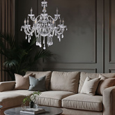 Gold chandelier with crystals 15xE14 Maria Teresa 30-95810