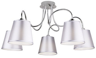 Lampa sufitowa chromowa 5x40W abażur z tkaniny Luk Candellux 35-70753