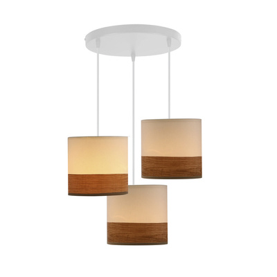 Bianco Pendelleuchte weiße Platte 3x40w E27 Lampenschirm weiß + Walnuss