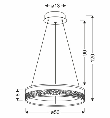 FROZI Pendant Lamp Gold 32W 3000K LED Clear Crystals