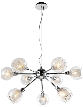 Suspension abat-jour en verre chromé avec panier 9x40W Dixi Candellux 39-65018
