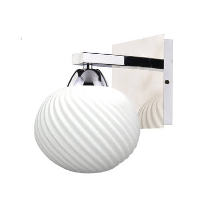 Madryt lampa kinkiet chrom 1x60W E27 klosz biały