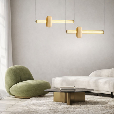 PURAS horizontal pendant lamp 15W LED 3000K clear white shade
