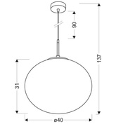 Lampa wisząca Poly kula szklana biała do salonu pojedyncza E27