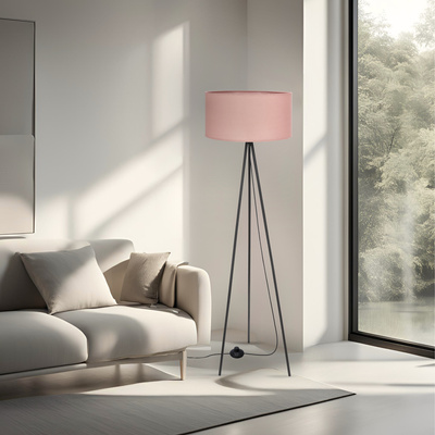 SHANTI floor lamp black 1x40W E27 pink shade 51-38715