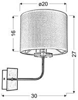 Chrome wall lamp with woven lampshade E14 40W lamp Estera Candellux 21-11473