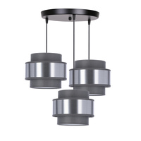 Lampa wisząca Hare z abażurami potrójna do salonu tkaninowa szara