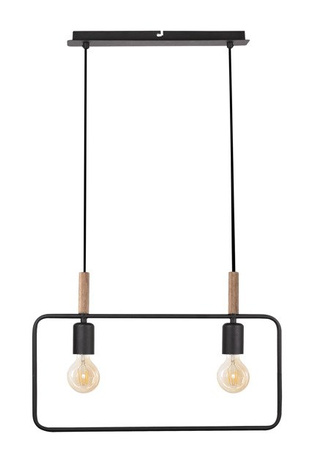 Lampe suspendue noire hauteur réglable 2x60W E27 Frame 32-73518