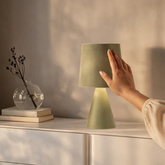 SATTI lampka stołowa szarozielona ceramiczna z abażurem E14 1x40W elegancka dekoracyjna do salonu sypialni gabinetu klasyczny styl