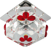Plafonnier Candellux G4 carré verre cristal clair rouge 20W