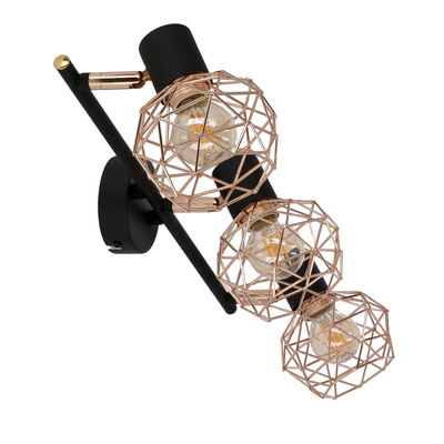 Lampa de perete cu banda tripla abajur negru cupru Acrobat 93-22219