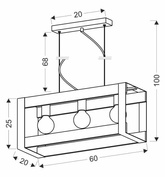 Hängelampe aus schwarzem Metall + Holz 3xE27 Varna 33-79077