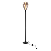 Lampă de podea Denso abajur din sticlă culoare cupru neagră metalică pentru living